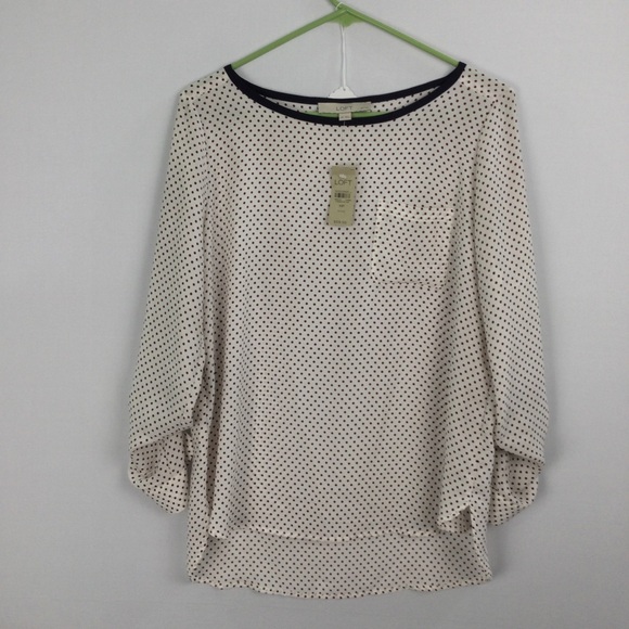 LOFT Tops - Loft Polka Dot Top Blouse‎ Petite womens size M petite
